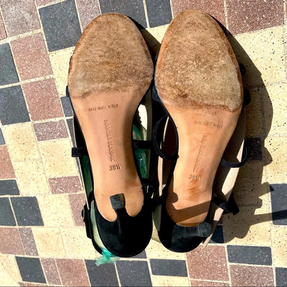 Manolo Blahnik Black Strappy Stiletto Sandals - Picture 12 of 16